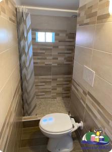 a bathroom with a toilet and a shower at Magi - Zeus in Ponza