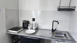 a kitchen counter top with a sink and a sink at Pavelkova House in Olomouc