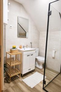 a bathroom with a sink and a toilet at Apartmani Resimic in Ivanjica +17 photos