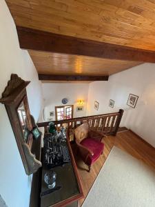 an overhead view of a living room with a wooden ceiling at Villa Azkanean in Bidart