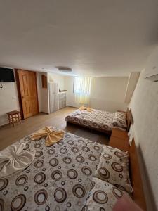 ein Zimmer mit zwei Betten in einem Zimmer in der Unterkunft Pensiunea Simone in Cîrţişoara