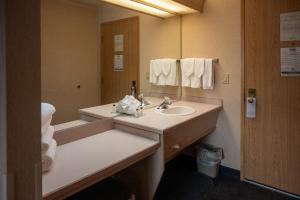a bathroom with a sink and a mirror at Shilo Inn Mammoth Lakes in Mammoth Lakes