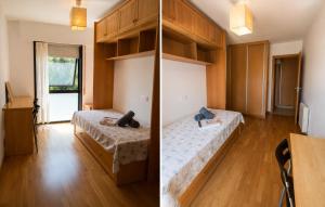a room with two beds and a tv in it at Confortable piso en Ares in Ares