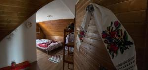 a room with a surfboard hanging on a wall at CASA R&D in Moisei
