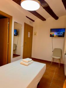 a bedroom with a bed and a tv on the wall at Hotel Casa Manolet 