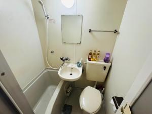 a small bathroom with a toilet and a sink at SnowMapleHouse川口 in Kawaguchi