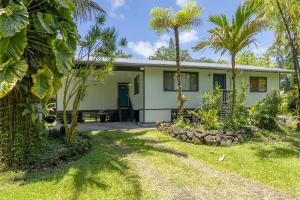 a house with palm trees in front of it at Hale Ola Aina in Keaau