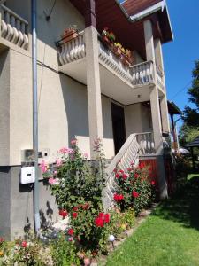a house with flowers on the side of it at Casa Hirta in Ocna Şugatag