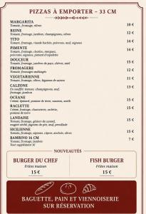 a picture of a menu for a restaurant at L'auberge Chris and Chris in Retjons