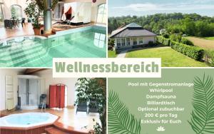 a collage of pictures of a villa at Ferienhaus Tannenblick Rochlitz in Rochlitz