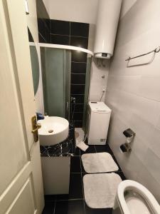 a small bathroom with a sink and a toilet at Топсоба12 in Niš +13 photos