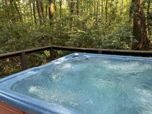 a hot tub in the middle of the woods at The Lost Compass in Sautee Nacoochee