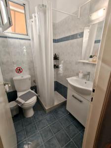 a bathroom with a toilet and a sink at Vivari apartment in Vivari +27 photos