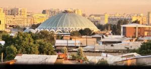 a view of a city with a domed building at Centre Cheap Hotel in Tashkent