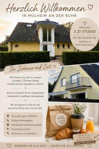 a collage of pictures of a house with a flyer at Studio Mel in Mülheim an der Ruhr +7 photos