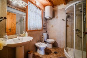 a bathroom with a sink and a toilet and a shower at Holiday Home Marta with 4 Bedrooms in Raka