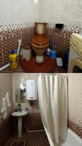 a bathroom with a toilet and a sink at Guest House Sveta in Saty