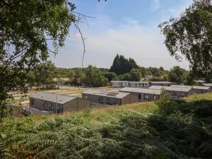 a group of buildings in a field with trees at Cedar Lodge 3 Bedrooms with hot tub in Northwich +25 photos