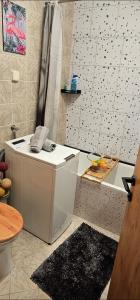 a bathroom with a shower and a tub and a toilet at Center Lux Apartment Marijana in Novi Sad +75 photos