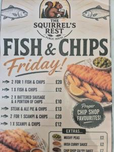 a menu for the southern nets fish and chips at Pebbles holidays in Sandown +7 photos