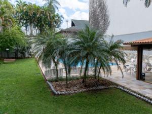 a couple of palm trees in a yard at Foz Presidente Economic Hotel in Foz do Iguaçu