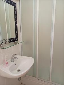 a bathroom with a sink and a shower at Dobrila in Slano +7 photos