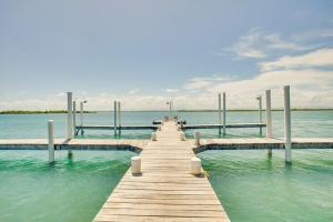 a wooden dock in the middle of the water at Magnificent Belize Townhouse-Pool-Private Island in Placencia +40 photos