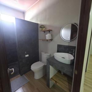 a bathroom with a sink and a toilet and a mirror at Casa Congo Tamarindo in Villarreal +31 photos