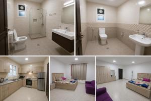 three pictures of a bathroom with a sink and a toilet at EZ Homes in Abu Dhabi