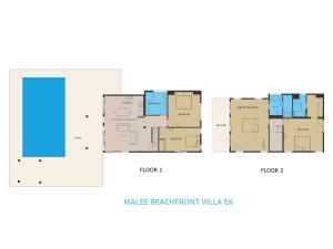 a floor plan of the berkeley apartment building at Beachfront! 4 Bedrooms - Malee Beach Villa E6 in Phra Ae beach +31 photos