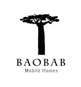 ein schwarz-weißes Logo eines Bacobab-Mobilheims in der Unterkunft Baobab Mobile Homes in Biograd na Moru