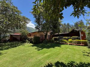 a yard of a house with a large lawn at MiniFinquita Ibarra in Ibarra