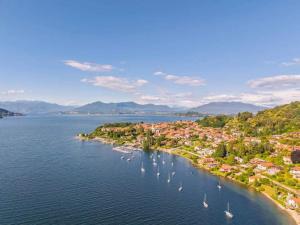 an aerial view of a harbor with boats in the water at Ranco Villa - 14006 in Ranco