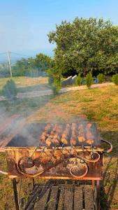 a grill with a bunch of food on it at Nino's cottage in Sighnaghi