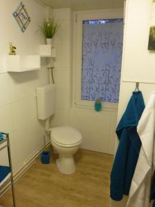ein Bad mit einem WC und einem Fenster in der Unterkunft Ferienhaus ANNE in Thale