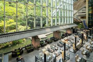 an overhead view of the lobby of a building at Gajoen Tokyo in Tokyo