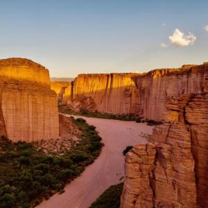 a view of a canyon with a dirt road at Home Talampaya in Villa Unión