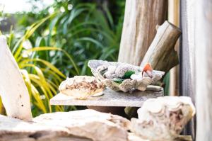 a group of shells sitting on top of a table at 海の家 in Kumejima +34 photos
