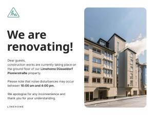 a flyer with a picture of a building at Limehome Düsseldorf Pionierstraße in Düsseldorf