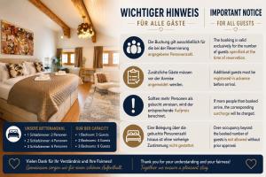 a flyer for a bedroom in a home with a bed at Chalet-Simmi in Wimmis
