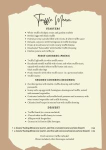 a menu for a fast food restaurant at B&B il Tartufo in Sozzi