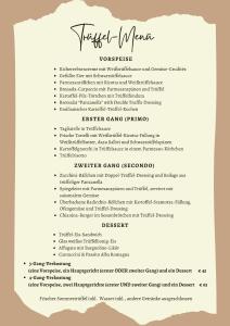a menu for the trust me restaurant at B&B il Tartufo in Sozzi