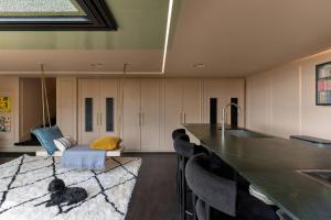 a kitchen with a large counter and a kitchen island at Providence Cottage in Monmouth