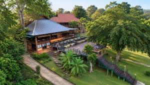 an overhead view of a building with a restaurant at Pung-Waan Resort in Sai Yok