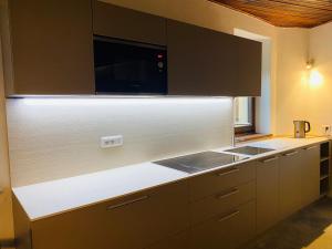 a kitchen with a sink and a counter top at Chalet Motta in Valtournenche