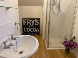 a bathroom with a sink and a shower at Perfect for two close to Kenmare in Kenmare +6 photos