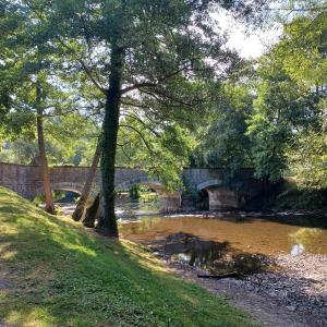 a bridge over a river in a park at A l'éc'Art in Wellin