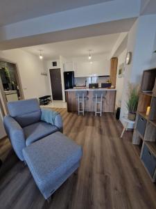 a living room with a couch and a kitchen at Apartment Dalas 2 Star Dojran in Star Dojran