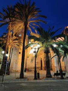 a group of palm trees in front of a building at Casa Medusa fun in Cullera