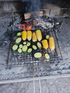 a grill with corn and vegetables on it at Apartment Hribar in Labin +21 photos